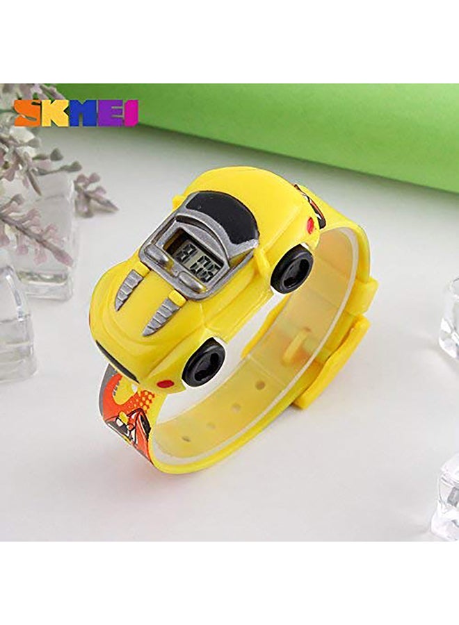 Boys' Car Shape Digital Watch 1241 - 28 mm - Yellow - Image 3